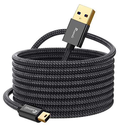 Ruaeoda Mini USB Cable 20 ft, Mini USB Charger 2.0 Type A to Mini 5 Pin B Cable Compatible with GoPro Hero 3+, PS3 Controller, Cell Phones, MP3 Players, Dash Cam, Digital Camera, SatNav etc