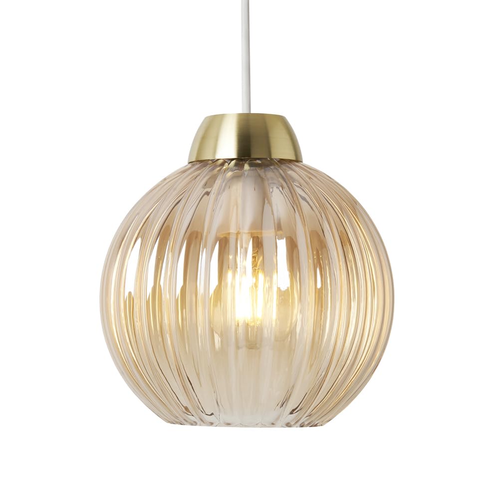 Litecraft Clara Light Shade Glass Ribbed Easy Fit Lampshade (Champagne Tint)