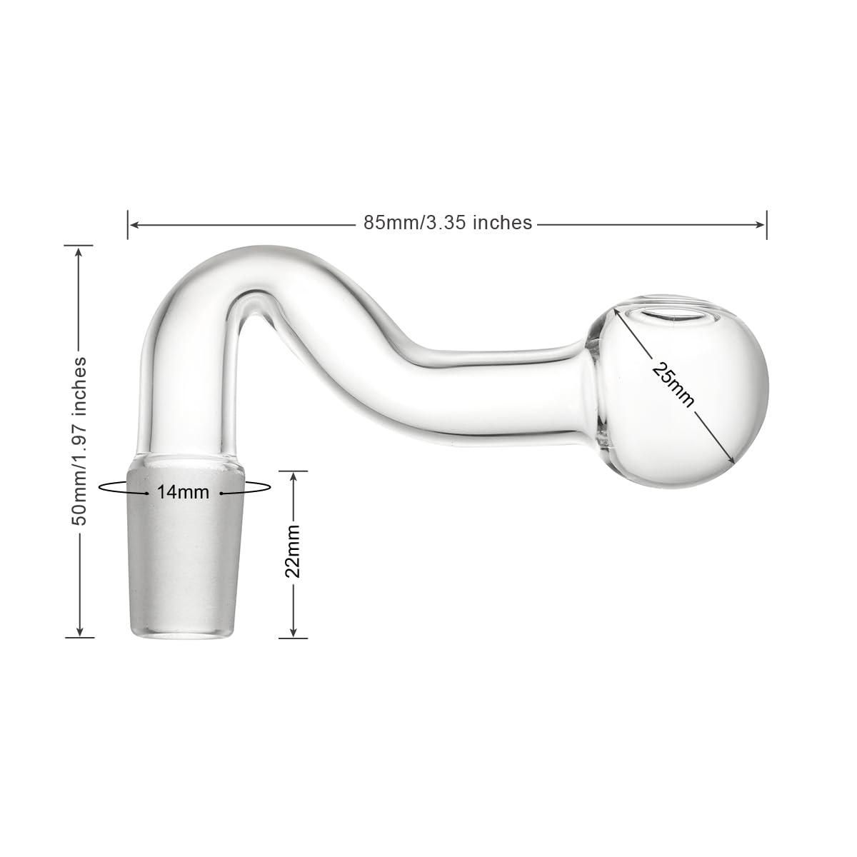 Labor-Glaskugel-Stecker-Adapterstecker 14 mm, 2 Stück, für Gaserzeugung und Destillation