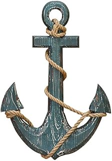 Benzara 91620 Wood Anchor with Rope Nautical Decor, 18