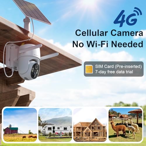 Image of HOSAFE.COM Professional 4G SIM Card Camera, Security Camera Outdoor Wireless With SIM Card Jobsite, Outdoor Camera, 2K Color Night Version, 360 Live View, Motion Detection, 2-Way Audio
