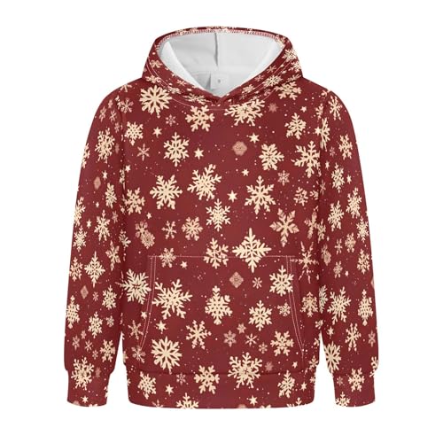 Kids Hoodies Sweaters Christmas Xmas Snowflake Hooded Sweatshirts with Big Pockets for Boys Girls B0400082