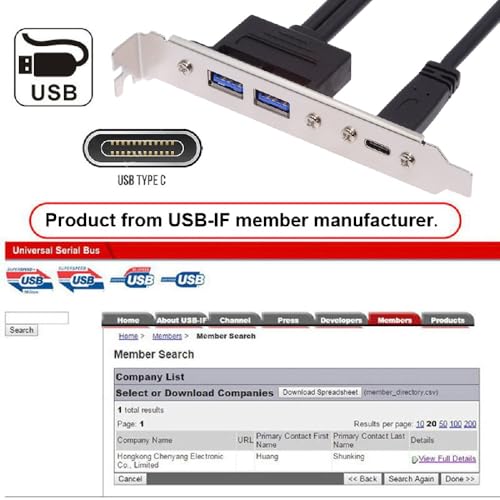 Image of cablecc Internal Motherboard 19-Pin & Type-E to 5Gbps Dual Ports (USB-C + USB 3.0) PCIe Bracket for PC Case Rear I /O Panel