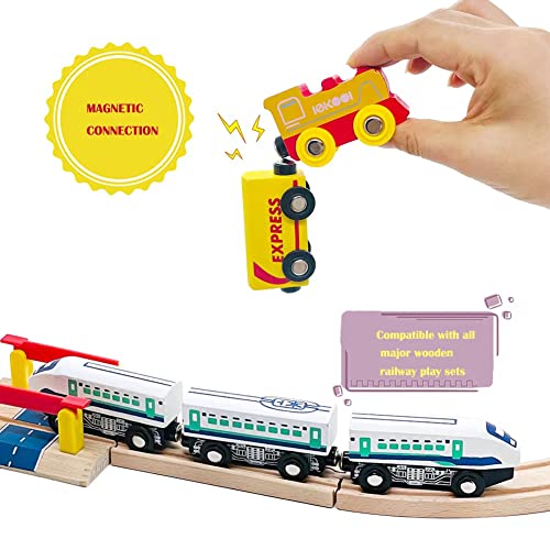 Miutrue Wooden Trains Cars Magnetic Train 11Pcs Wooden Train Toys For Wooden Train Tracks Train Sets For Toddlers And Kids Ages 3+ (11 Pcs) #TOP6