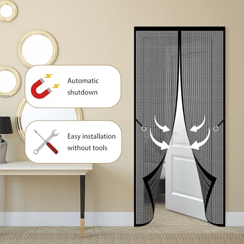 Moustiquaire magnétique pour porte extérieure et couloirs de patio été