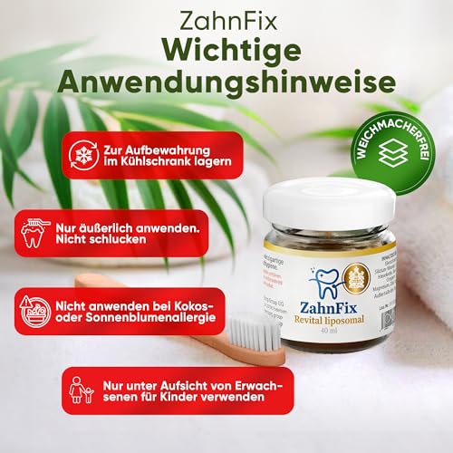 Zahnfix Revital Liposomal Zahncreme 40 ml – Fluoridfrei mit Xylit, Kokosöl & kolloidalem Silizium – Sanfte Pflege bei empfindlichem Zahnfleisch & Zahnhälsen – Ohne SLS, Aluminium & künstliche Aromen
