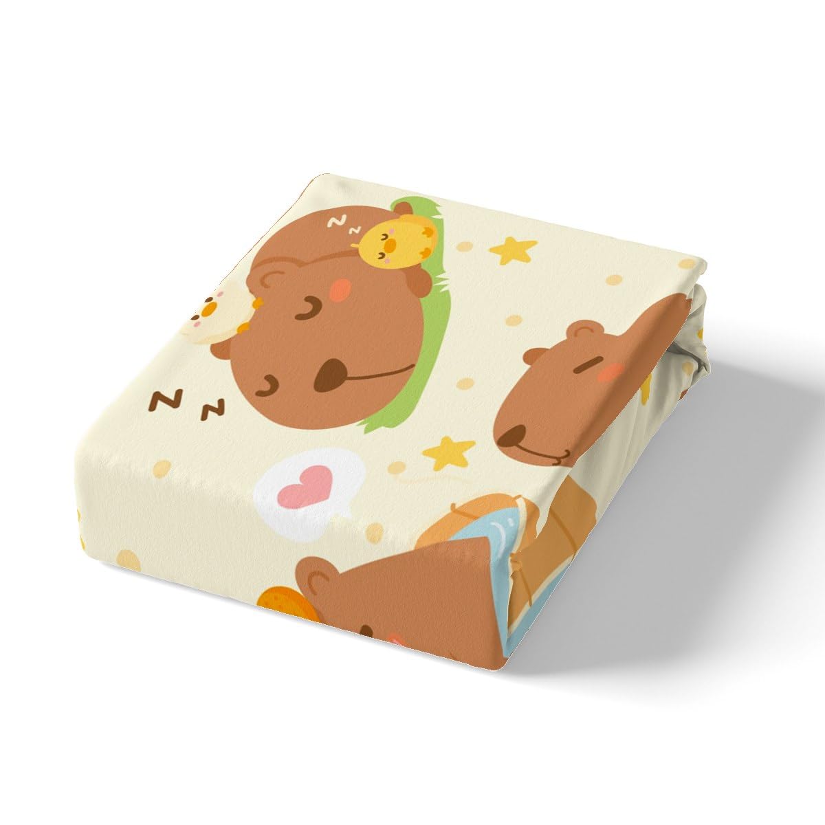 Set di biancheria da letto con angoli Capybara marrone con motivo a fumetti Capybara Set di lenzuola per bambini ragazzi ragazze floreale Capybaras copriletto Decor camera in microfibra set letto sin