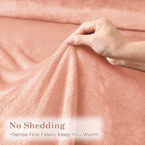 Image of Viviland Plush Microfleece King Bed Sheet Set, Coral Pink