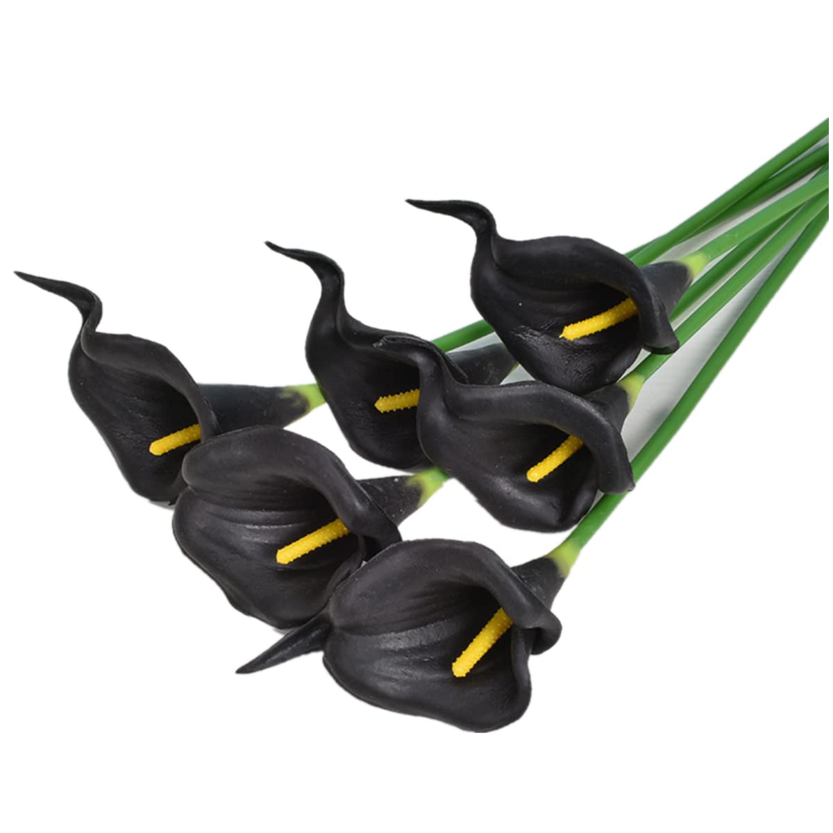 HAOSHICS Artificial Calla Lilies, Realistic Latex Calla Lily with Soft PU Stem, Elegant Flower Decoration for Bridal Wedding, Home, Party, Office, DIY Floral Arrangements (20, black)