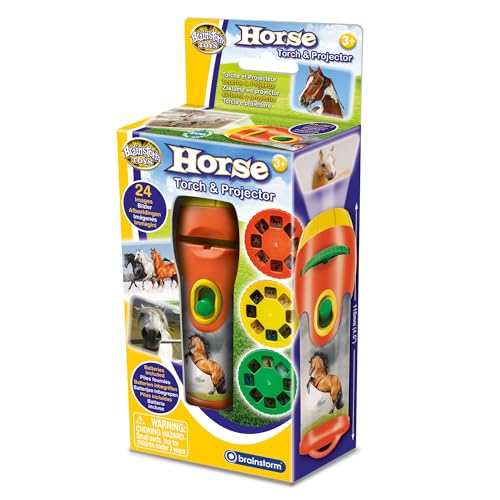 Brainstorm TOYS Horse Torch and Projector STEM Educational Toy with 24 Horse & Pony Images | Includes 3 Slide Discs Focus Lens & Torch Function | Batteries Included