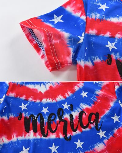 Image of DDSOL Girls July 4th Crop Tops Patriotic Shirt American Flag Short Sleeve Tshirts for Girl 6-14 Years