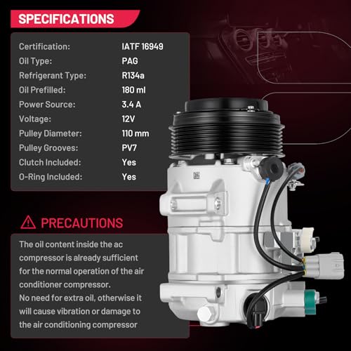 BDFHYK 158336 Air Conditioning A/C Compressor with Clutch Compatible with Lexus RX350 V6 3.5L 2007 2008 2009