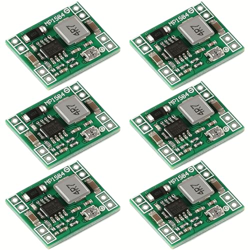 wilcractk 6 Piezas Módulo Reductor DC DC MP1584EN Ultracompacto 3A Ajustable, Convertidor Reductor con Corriente de Salida de 3A para 12V 9V 5V 3V, para Proyectos de y Electrónicos