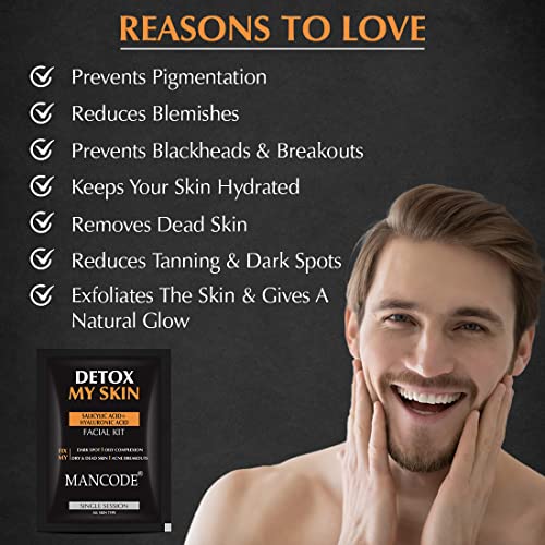 Image of Mancode Detox My Skin Facial Kit For Men | Salon-Like Glowing Skin In 6 Easy Steps | Improves Skin Texture | Instant Glow | Suitable For All Skin Types - 2 x 58 G (Pack of 2)