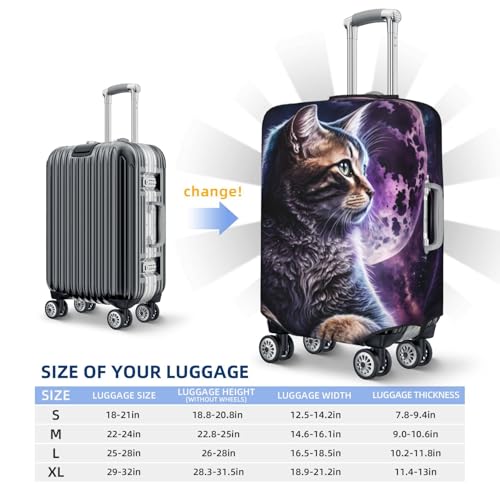 Purple Moon Cat For Travel Luggage Cover Suitcase Protector Fits 18-32 Inch Travel Luggage Protector Elastic Luggage Anti-Scratch Suitcase Cover4