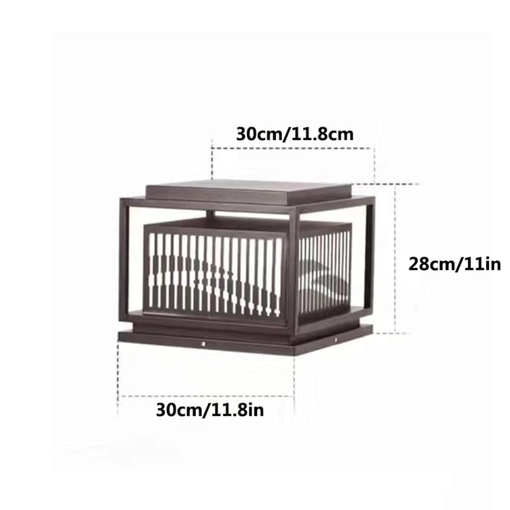 HZWJIA Black Outdoor Bollard Lamp Modern Chinese Courtyard Garden Landscape Lighting Bollard Lamp Square IP65rated Waterproof Pillar Lamp High Voltage Wired for Villa Fence Deck Bollard Lamp Diameter