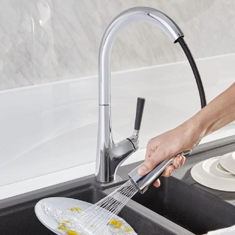 JACOB DELAFON Mitigeur cuisine Malleco Bec haut inox brossé douchette extractible