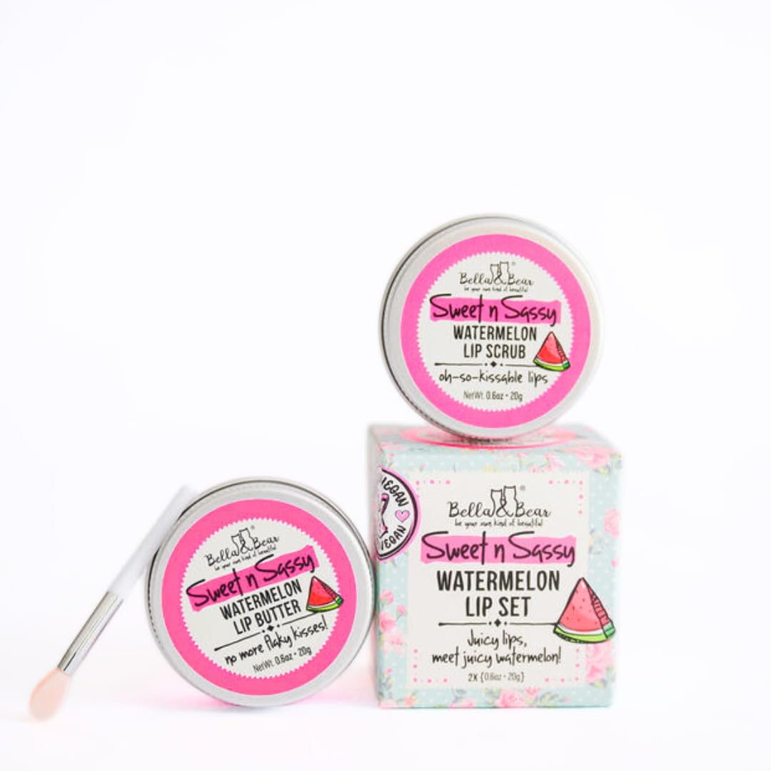Sweet n Sassy Watermelon Lip Set, Juicy Scrub and Lip Butter - Gift for Women and Teens 2 x 0.6 oz