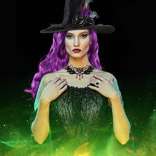Xtinmee 32 INCHES/ 80 CM 4 Pcs Halloween Witch Hat And Wig Sets thumb #5