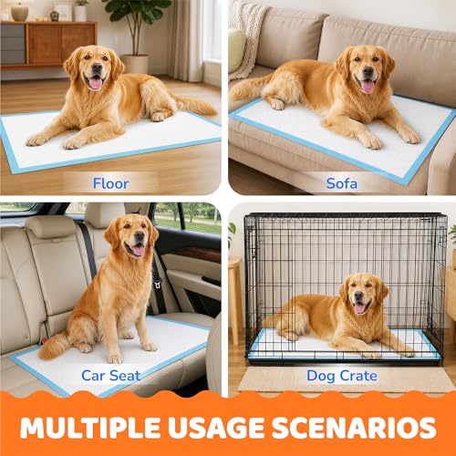 Image of 100 Count Puppy Pads Extra Large 28 inchx34 inch, Super Absorbent Pee Pads for Dogs, Leak-Proof & Quick-Dry, Disposable Wee Wee Pads for Dogs
