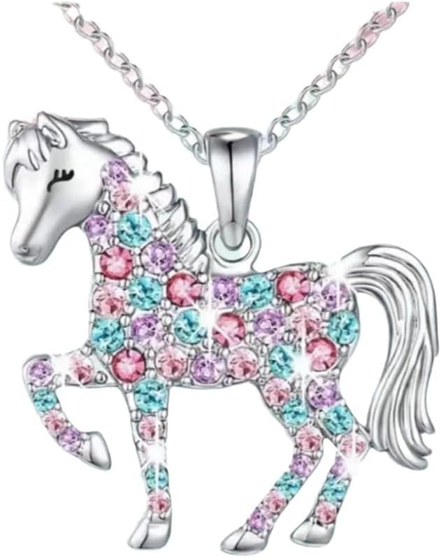 XFSRG Damen Halskette Pferd Anhänger Schmuck Goldkette Silberkette für Mädchen Modeschmuck Kette Lieblingsstück für Alltag und besondere Anlässe