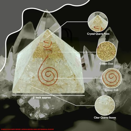 Image of Selenite Crystal Pyramid (2 Inch) | Feng Shui & Vastu Correction | Crystal Pyramid for Positive Energy,Health, Good Luck | Home & Office Decor | Gift | Study Table