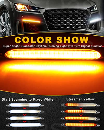 Qasim Daytime Running Light 6In Super Bright For Auto Car Motorcycle Headlight Drl Led Strip White Yellow Turn Signal Streamer Sequential Flowing 12V (2Pcs, 15.5Cm) #TOP4