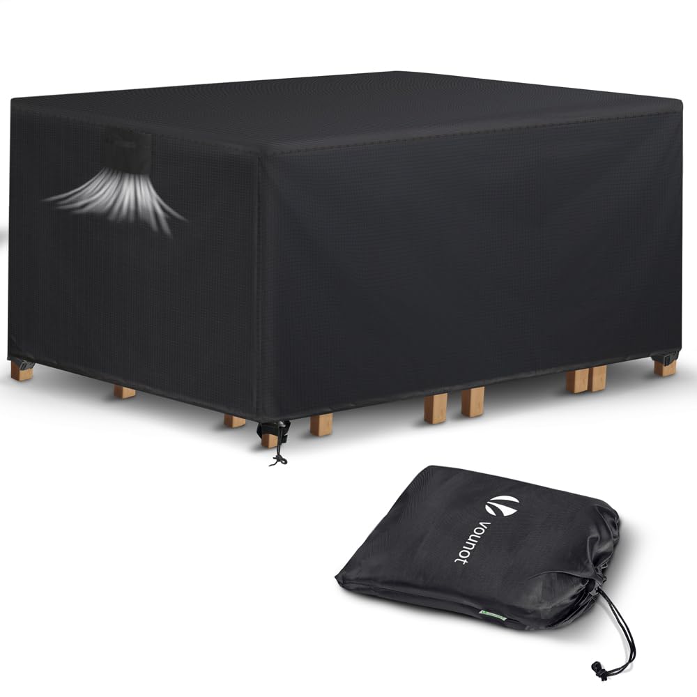 VOUNOT Garden Furniture Covers, 180x120x73cm, Waterproof, Anti-UV, Windproof, Heavy Duty Oxford Fabric with Reinforced Lines