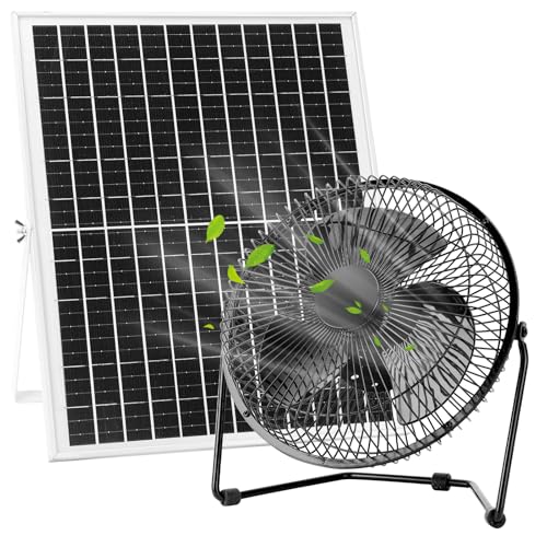 Roodike 8' Solar Floor Fan for Home Outdoor Chicken Coop Greenhouse Dog House Summer Air Circulation Cooling, 25W Solar Powered with 2000 RPM High Speed