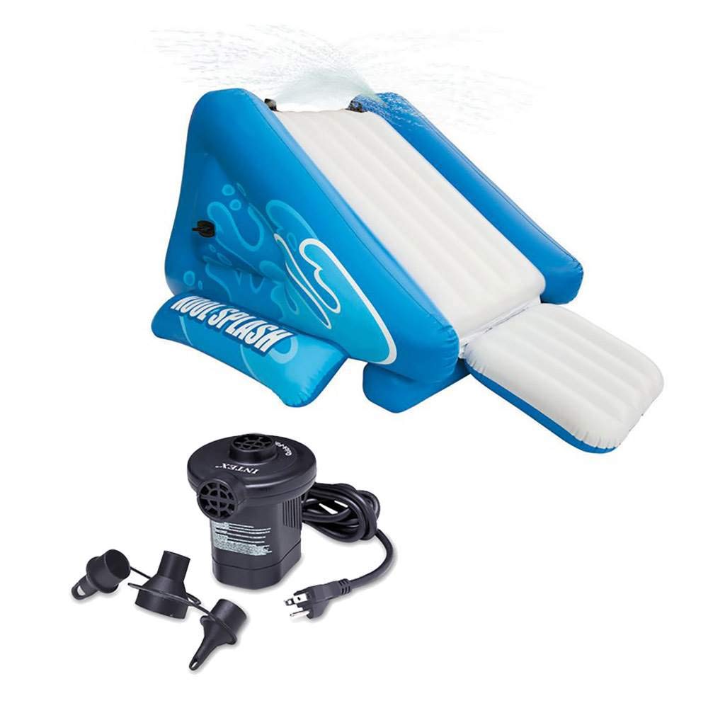 INTEX Kool Splash Inflatable Swimming Pool Water Slide + Quick Fill Air Pump-image-35