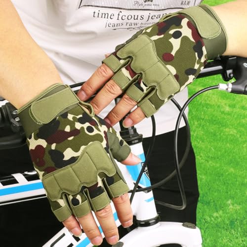 Image of Proberos Riding Gloves for Bikers Men & Women, Anti-Slip Adjustable Wrist Support Gloves, Breathable Fingerless Cycling, for Motorcycle, Gym, Weightlifting, Outdoor Sports, Camouflage (XL)