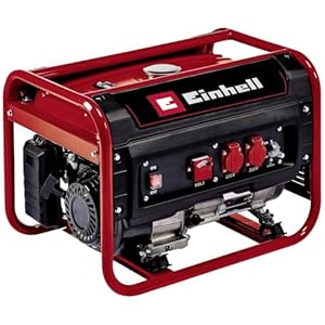 Einhell benzine Generator TC-PG 25/1/E5 (2100 W continue vermogen, 9,1 A nom. stroom bij 230 V, max. 2400 W, emissie-arme 4-takt-motor, 2x 230V stopcontact incl. voltmeter, 15 L benzinetank)