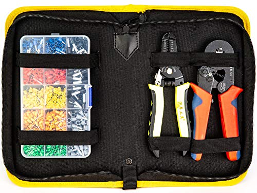KOTTO Ferrule Wire Terminal Block Crimping Tool Plier Tool Kit Set with 860 Ferrules, Wire cutter, Storage Bag, UL Color AWG Guidelines, Industry Standard Coded Ferrules - Thumbnail 4