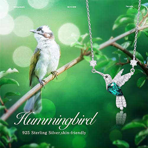 Collier oiseau argent résistant qui ne ternit pas avec cristaux - 3