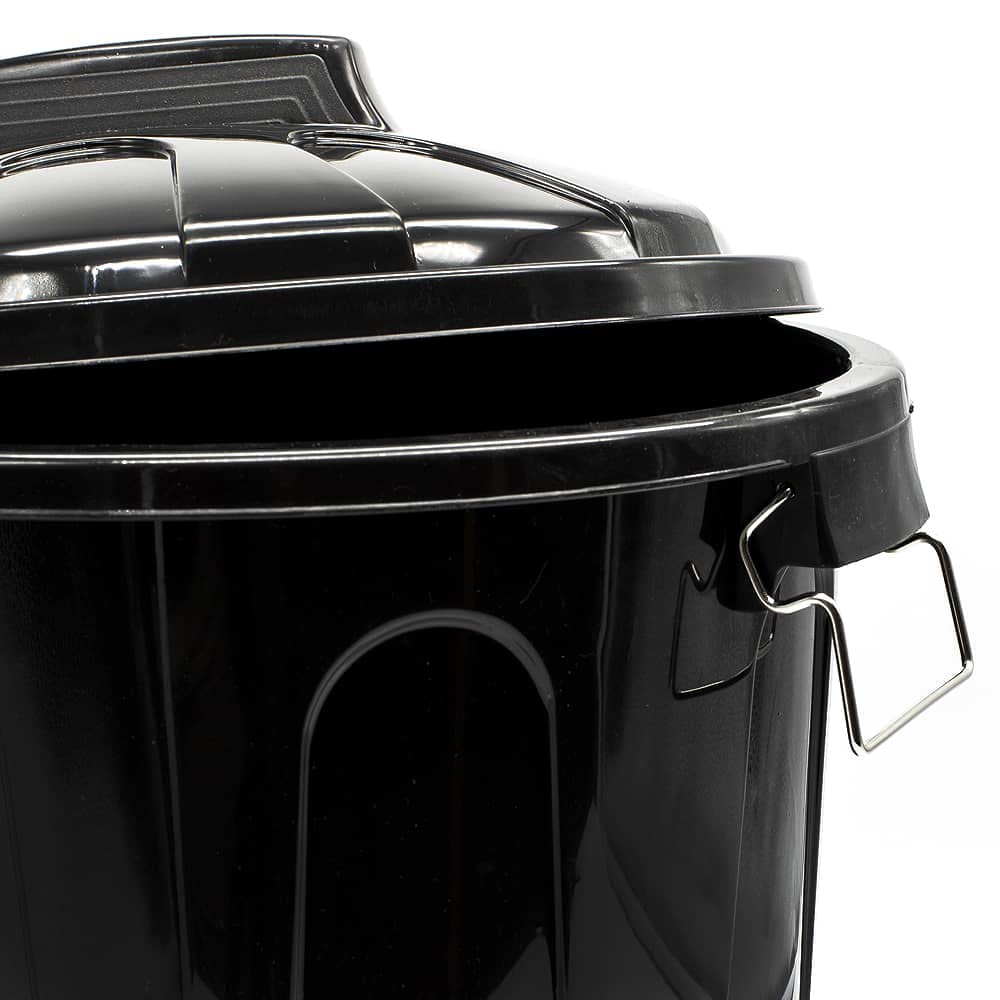 CABLEPELADO Cubo de Basura con tapa, Cubo basura Industrial, Cubo basura Plástico con asas metálicas, Contenedor residuos, 40 cm alto x 33 cm Diámetro superior, Capacidad 21 Litros, Negro