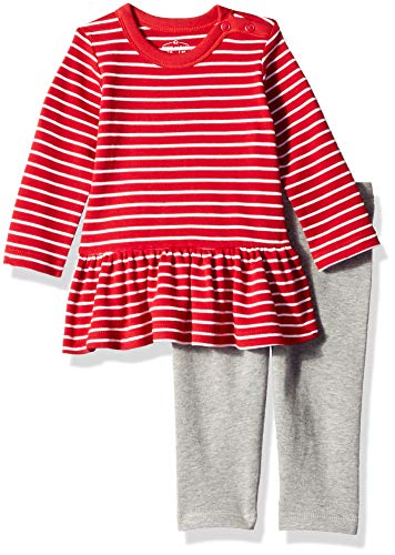 Moon and Back Baby Girls' Organic 2-Piece Dress and Legging Set, Red Cranberry, 24 Months