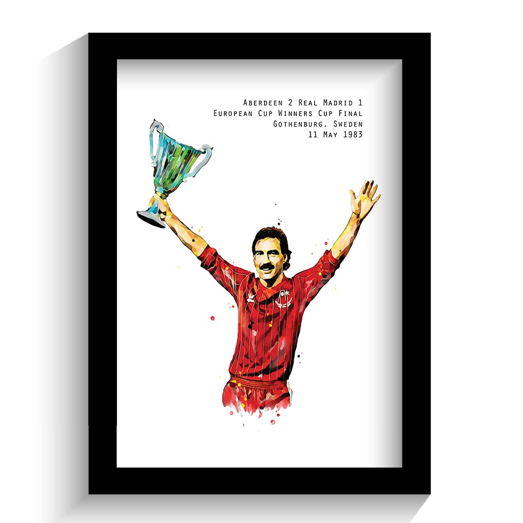 The Football Print Room Black Aberdeen - Willie Miller - Framed Art Print Poster