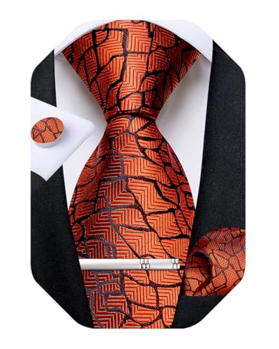 Image of DiBanGu Mens Silk Necktie Solid Color Tie and Pocket Square Cufflink Tie Clip Set Woven Plain Ties for Men Wedding Party