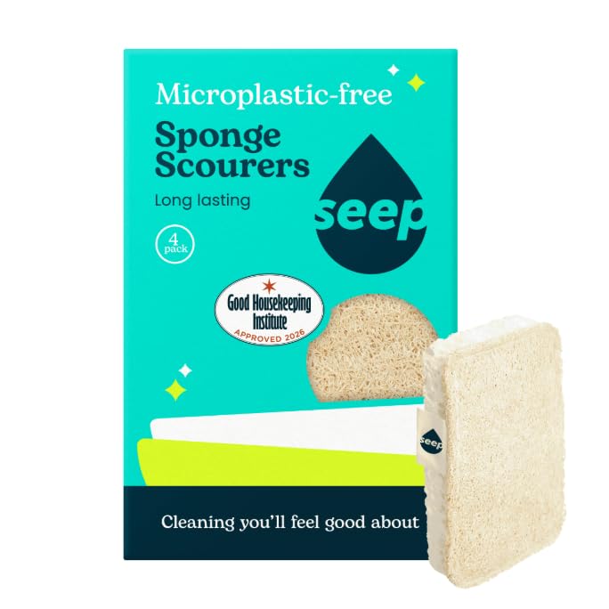 Seep Eco Sponges Washing Up - 4 Pack Multipack Compostable Kitchen Sponge - Cleaning Sponges Made Using Loofah - Sponge Scourer