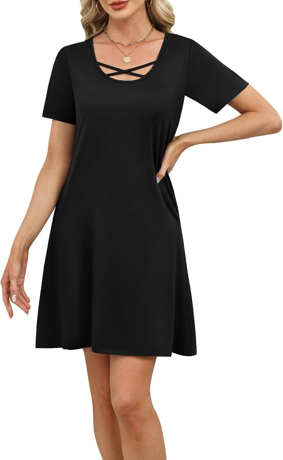 Summer Dresses for Women 2026 Casual Boho Maxi Criss Cross Shirt Dress Fashion Beach Vacation Clothes - Image 4