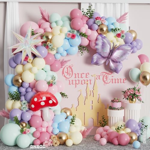 Fairy Wonderland Balloon Arch Kit,157Pcs Pastel Pink Purple Ballo...
