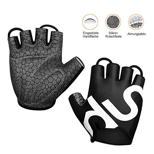 Kuyang Fahrradhandschuhe Männer Sommer Fitness Handschuhe Anti-Rutsch Stoßdämpfung Radsporthandschuhe zum Laufen, Radfahren, Wandern, Kraftsport M Size