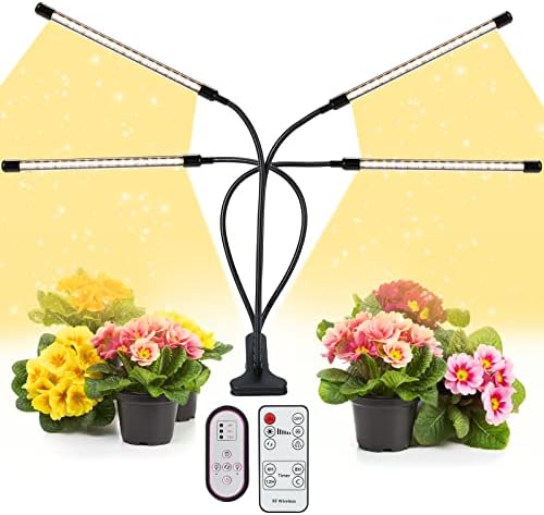 LED Plant Grow Light for Indoor Plants, 4 Head 72 LED Full Spectrum Plant Grow Lamp with 9 Brightness & 4 Modes, Clip-on Plant Growing Lights with Timer for Indoor Greenhouse Plant Growth