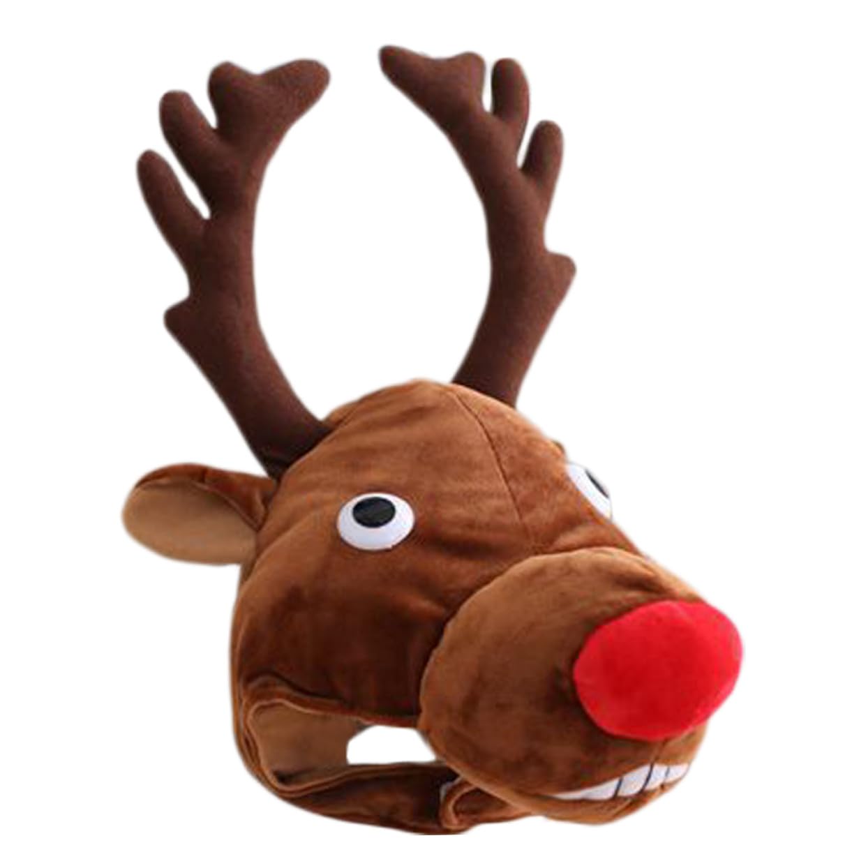Sombrero de Fiesta de Dibujos Animados Diseño de Alce Gorro Navideño de Felpa Relleno de Algodón PP Accesorio Cómodo para Invierno y Fiestas de Disfraces