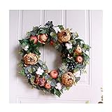 YNGJUEN Künstliche Weihnachtskranz Peony Kranz Handmade Rosa Kranz Künstliche Eingang Kranz ist Hauptdekoration for Haustür Hochzeit 42cm