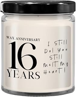 16th Anniversary Candle, Gifts for Men, 9oz Candle Jar 16 Years Married Wedding Wax Husband Husband Boyfriend Wife Girlfriend