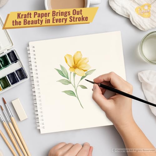 Image of Lakeer Watercolor Wire-O Sketchbook - 8x8 inch | Cold-Pressed Watercolor Paper with Cotton-25 Sheets (50 Pages), 250 GSM | Mixed Media, for Artist-(Acid Free)