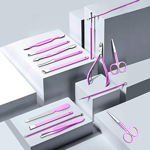 Glamne Conjunto de manicure pedicure profissional para cuidados com as unhas com estojo de viagem 18