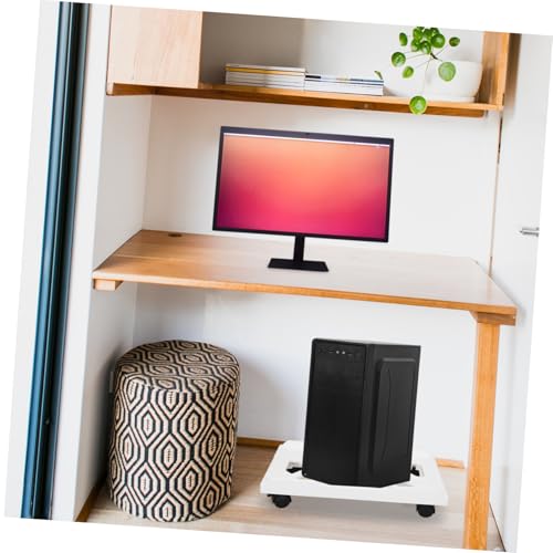 Soporte para CPU bajo escritorio SHOWERORO con ruedas, soporte para torre de PC para alfombra, diseño elegante, elevador para CPU para uso en oficina en casa, movilidad fácil miniatura 4