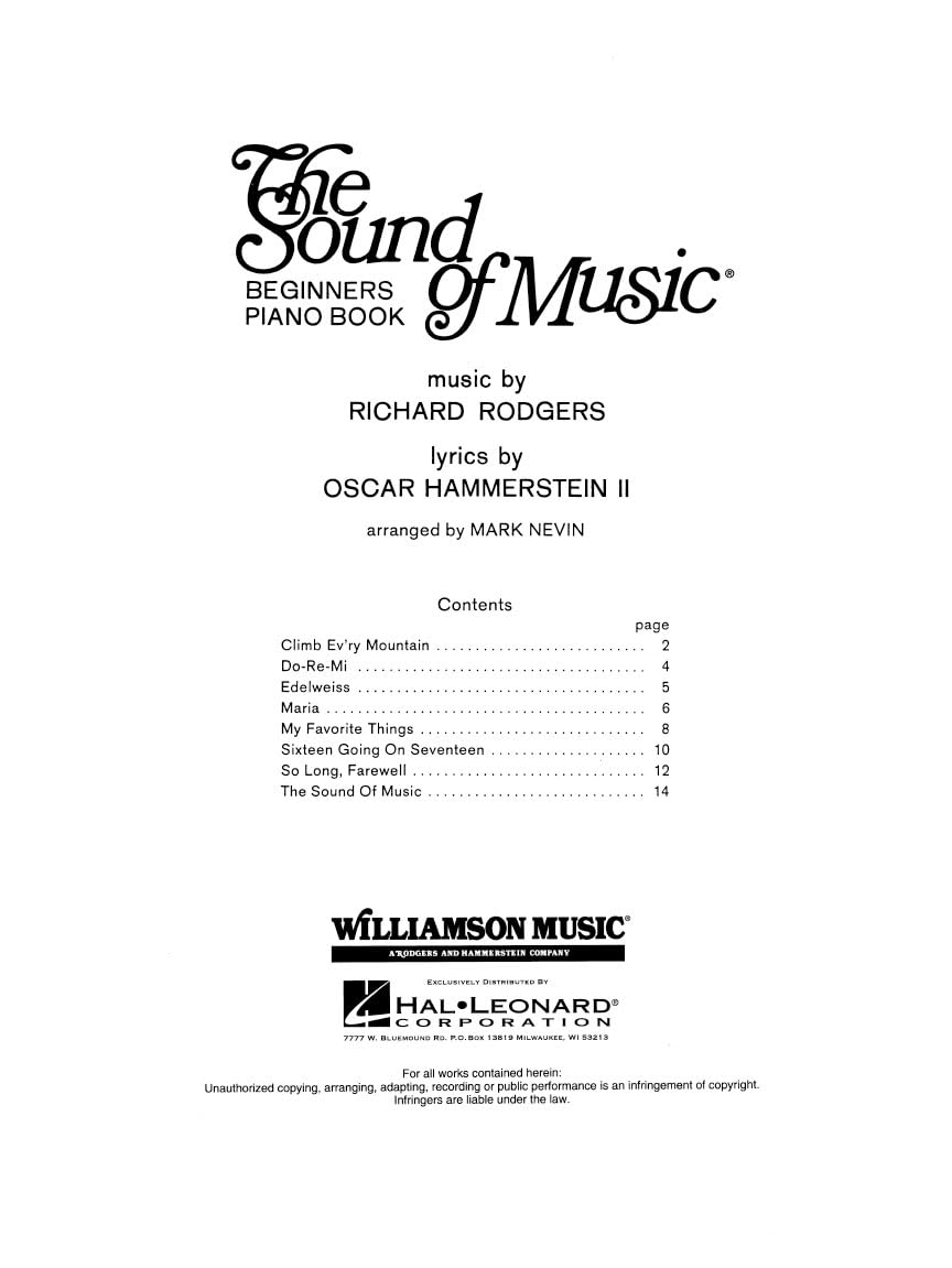The Sound of Music Beginner's Piano Book | Easy Piano Sheet Music for Piano, Vocal, and Guitar | Includes 8 Classic Songs | Hal Leonard Easy Piano Songbook - Image 3
